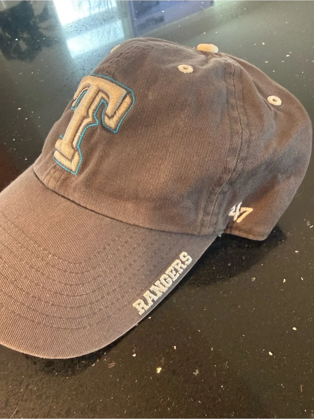 Texas Rangers MLB Embroidered Baseball Cap - Navy with Tan/Teal Accent